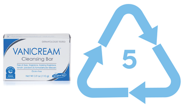 Vanicream™ Cleansing Bar package next to recycling symbol 5